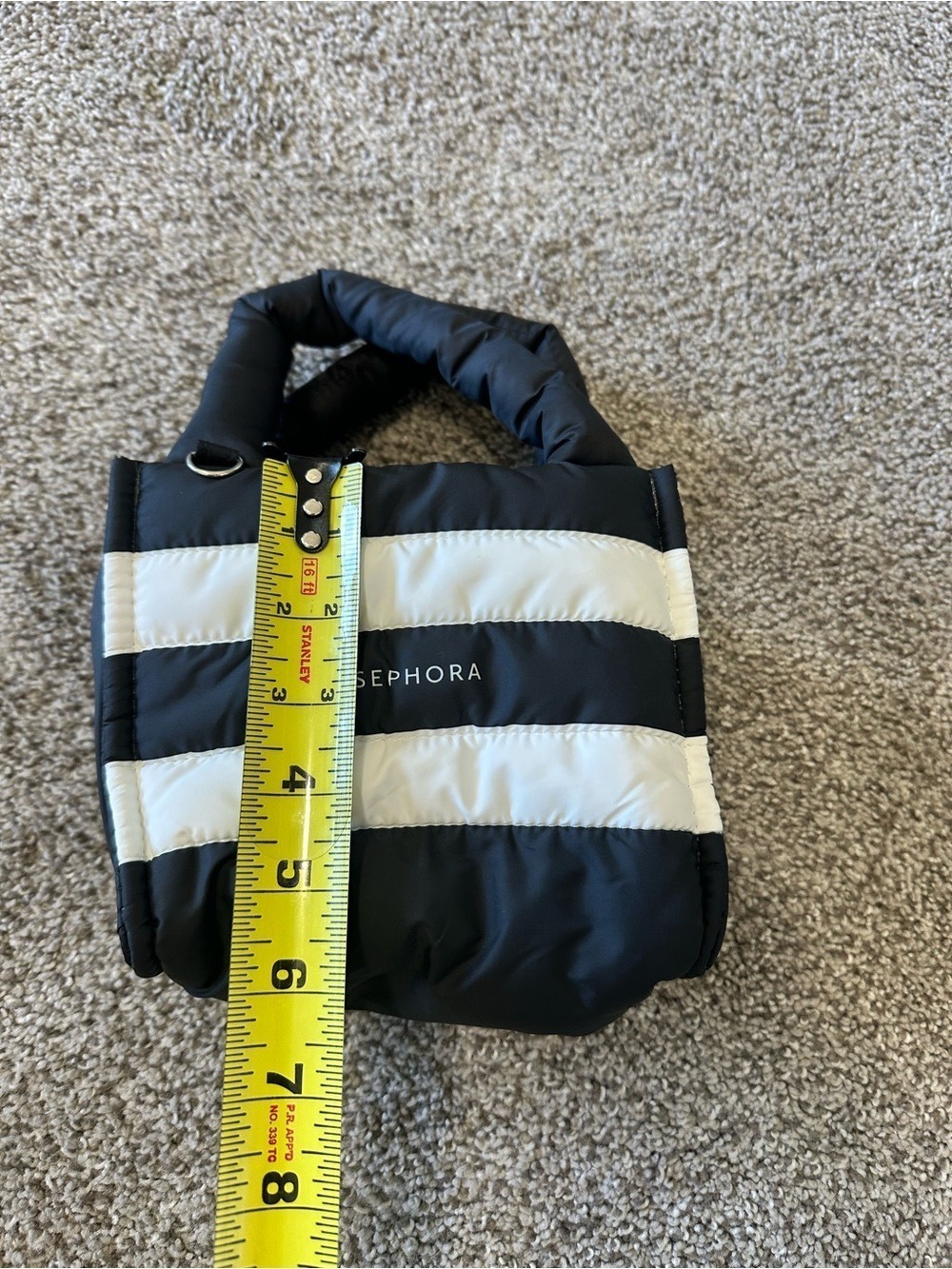 Sephora Puffy Tote Bag Black & White Stripes - Picture 7 of 10